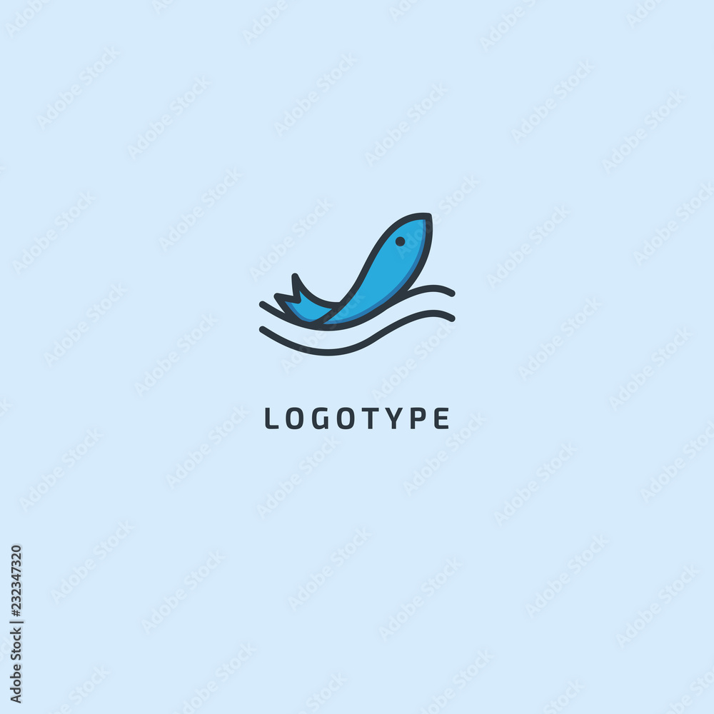 Fish silhouette logo. Vector abstract minimalistic illustration fishing. Tuna, salmon icon. Aquarium, pet shop, marina, fish restaurant, seafood vector flat style logotype modern. Fish silhouette logo. Vector abstract minimalistic illustration fishing. Tuna, salmon icon. Aquarium, pet shop, marina, fish restaurant, seafood vector flat style logotype modern.