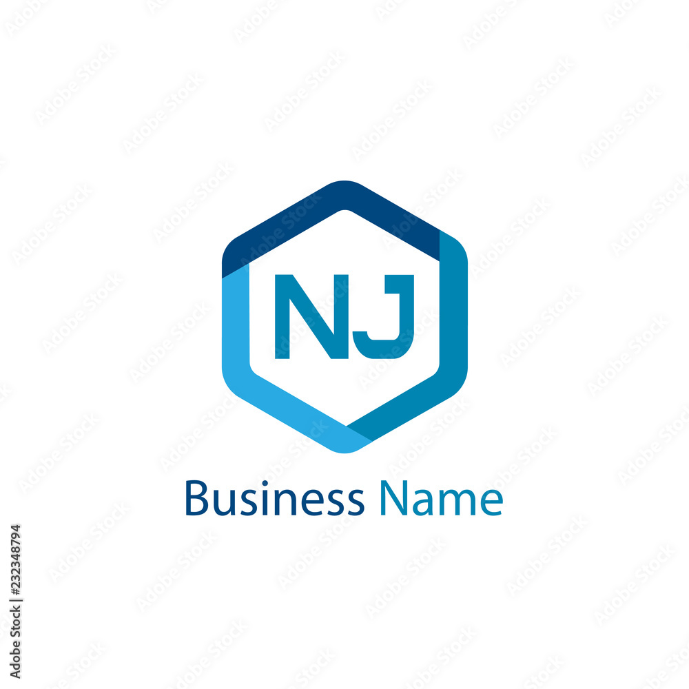 Initial Letter NJ Logo Template Design