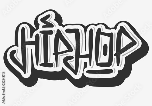 Hip Hop Related Tag Graffiti Influenced Label Sign Logo  Lettering for t-shirt or sticker on a white background. Vector Image. photo