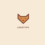 Fox silhouette logo. Vector abstract minimalistic illustration wild animal. Hunter, pet shop, zoo, clinic vector flat style logotype modern.