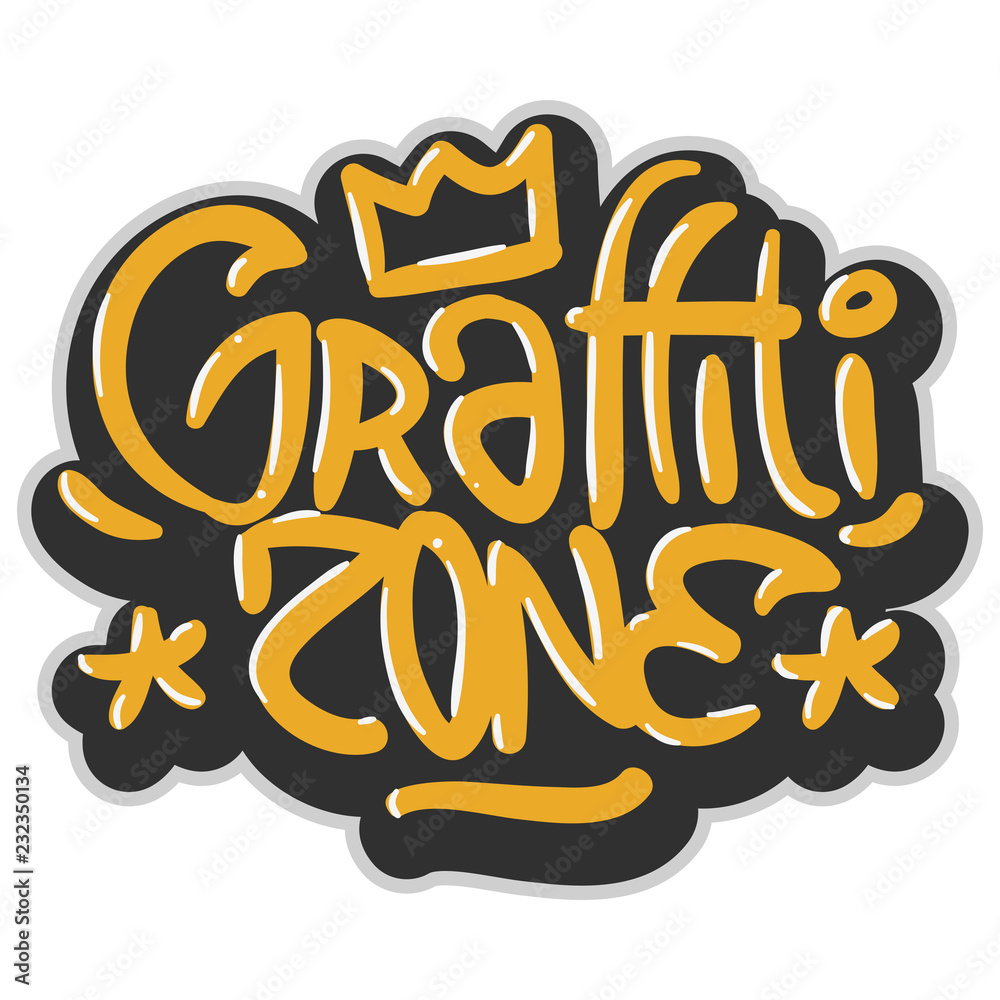 Fototapeta premium Hip Hop Related Tag Graffiti Influenced Label Sign Logo Lettering for t shirt or sticker on a white background. Vector Image.