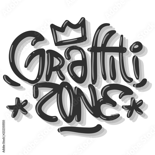 Hip Hop Related Tag Graffiti Influenced Label Sign Logo  Lettering for t shirt or sticker on a white background. Vector Image.