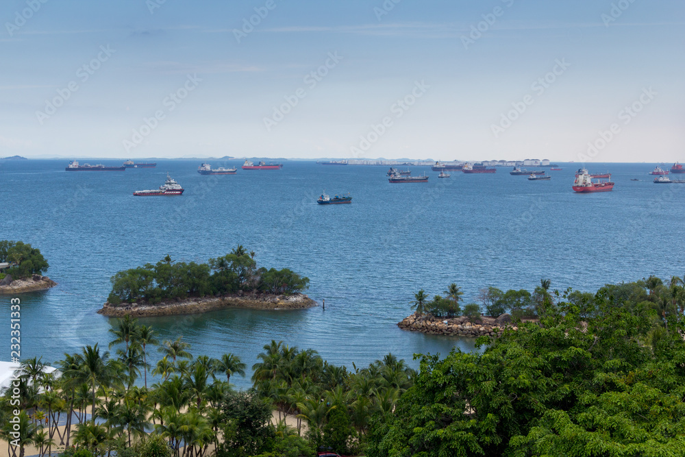 Cargo ships on the coast of Singapore