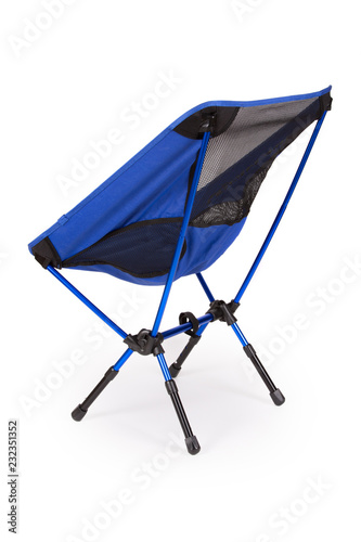 Folding camping chair on white background