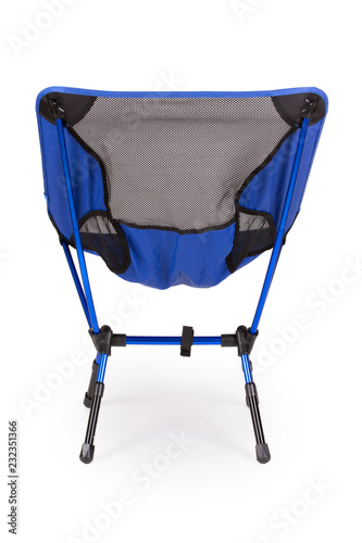 Folding camping chair on white background