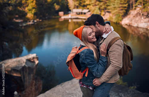 Couple of tourists on nature © Vasyl