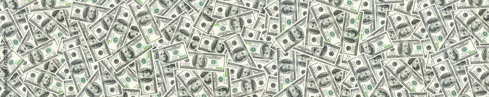 Panorama of dollars pile as background Panorama of dollars pile as background