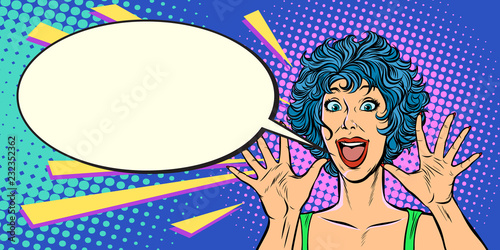 surprise woman, pop art style woman 80s