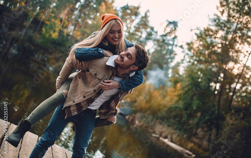 Couple of tourists on nature