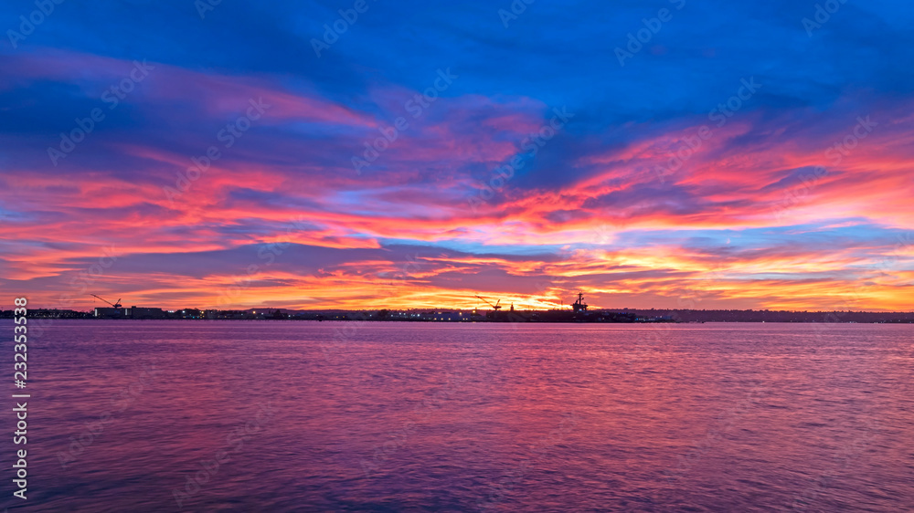 San Diego bay fall sunset