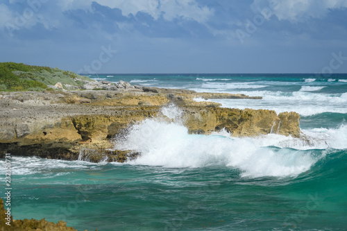 Limestone rock formations on the east side of Cozumel in Mexico