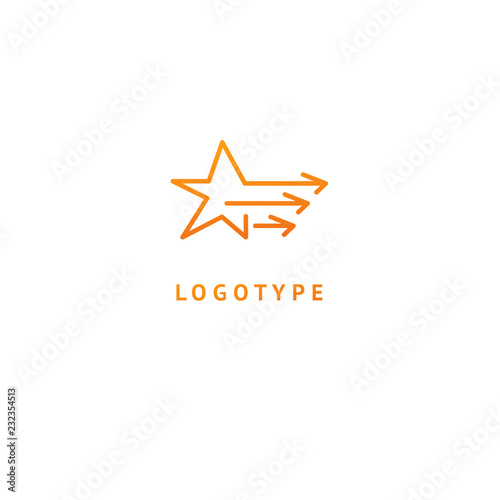 Star with arrows icon. Vector flat style illustration Abstract business logo template. Logo concept of Progress development, application, Business strategy, Geometric design element, leader.