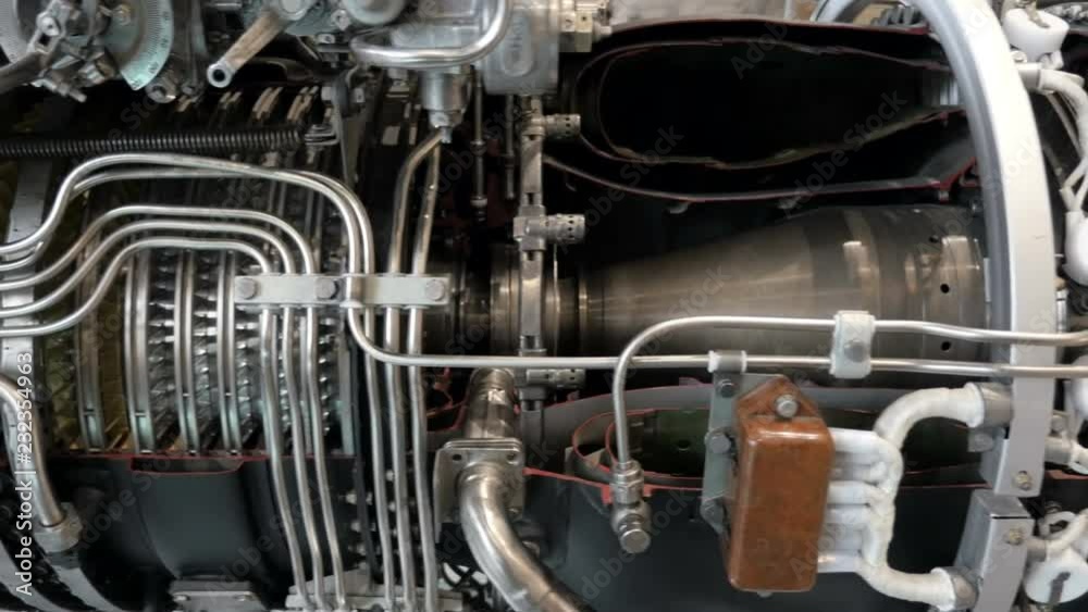 Internal parts Of Aircraft Engine. Concept Aircraft construction