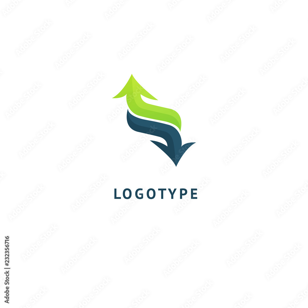 Fototapeta premium Arrow icon. Vector flat style illustration Abstract business logo template. Logo concept of Progress development, application, Business strategy, Geometric design element, delivery company.