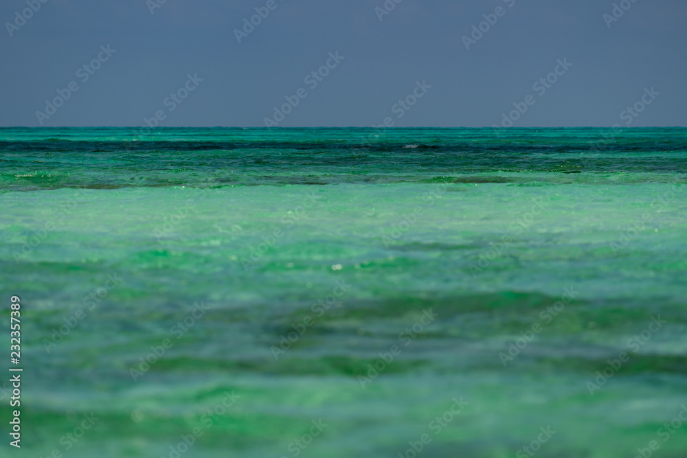 Caribbean sea in Mexico with shallow water