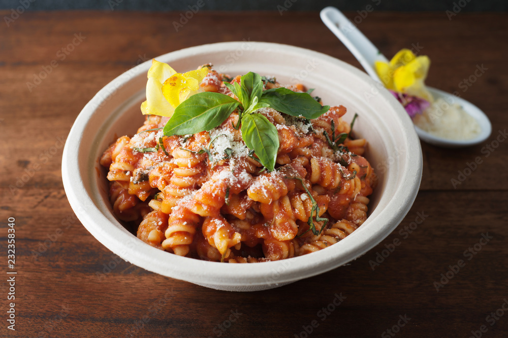 Pasta with bolognese sauce in ecobowl Pasta with bolognese sauce in ecobowl