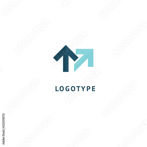 Arrow icon. Vector flat style illustration Abstract business logo template. Logo concept of Internet communications, marketing, Public Relations, technology, express delivery