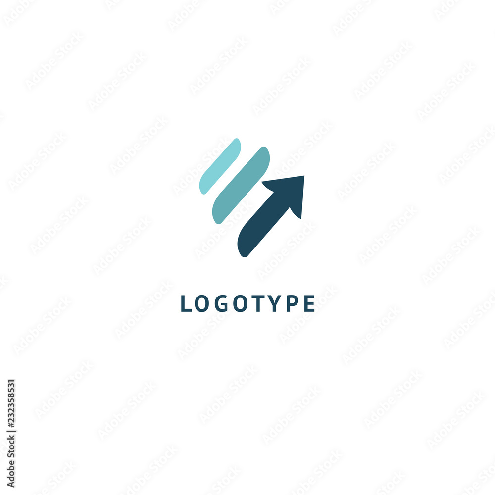 Obraz premium Arrow icon. Vector flat style illustration Abstract business logo template. Logo concept of Progress development, application, Business strategy, Geometric design element, delivery company.