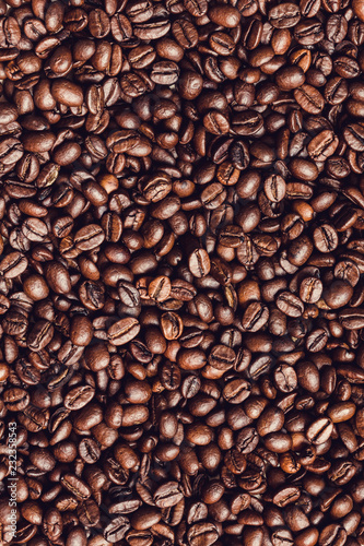 Coffee beans background pattern texture.