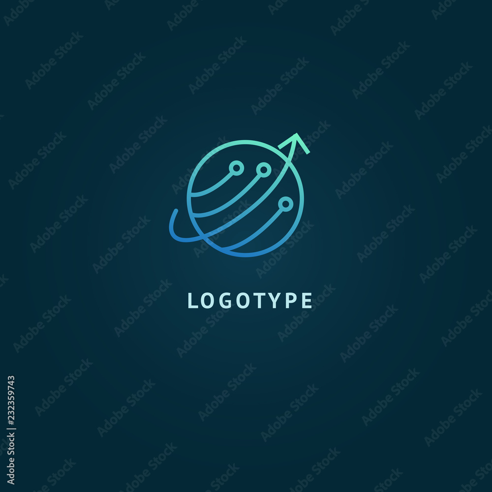 Arrow icon. Vector flat style illustration Abstract business logo template. Logo concept of Internet communications, marketing, Public Relations, technology, express delivery Arrow icon. Vector flat style illustration Abstract business logo template. Logo concept of Internet communications, marketing, Public Relations, technology, express delivery