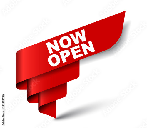 red vector banner now open