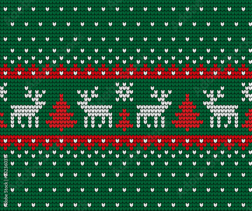 Knitted Christmas and New Year pattern Norwegian style , illustration