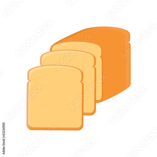 Bread, bakery icon, sliced fresh wheat bread isolated on white background