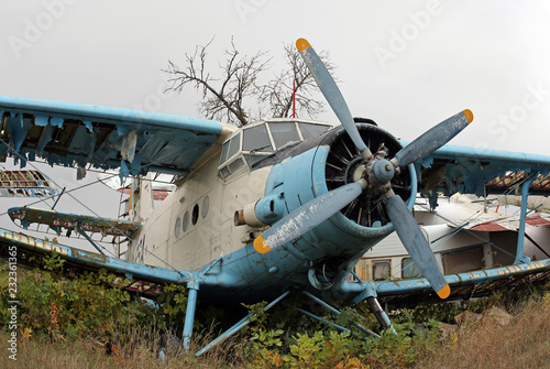 Damaged abandoned airplane