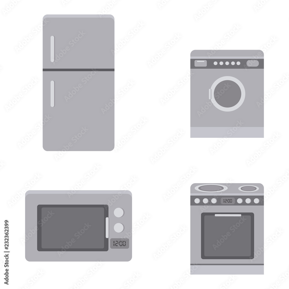 Household appliances set in vector Household appliances set in vector