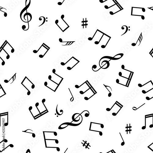 Seamless abstract background with music symbols. Vector illustration