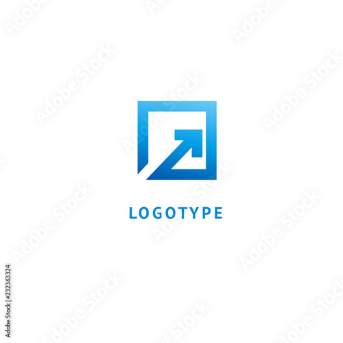 Arrow icon. Vector flat style illustration Abstract business logo template. Logo concept of Internet communications, marketing, Public Relations, technology, express delivery