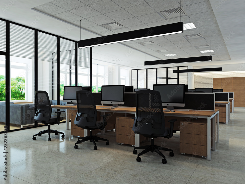 Fototapeta premium Modern office interior 3d rendering