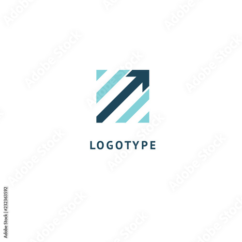 Arrow icon. Vector flat style illustration Abstract business logo template. Logo concept of Progress development, application, Business strategy, Geometric design element, delivery company.