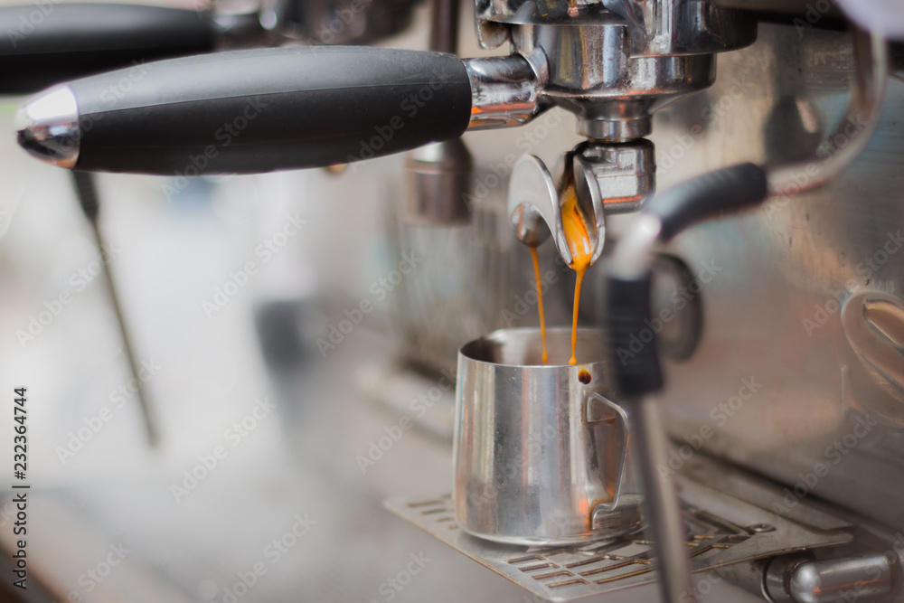 coffee machine making coffee in a cafe coffee machine making coffee in a cafe