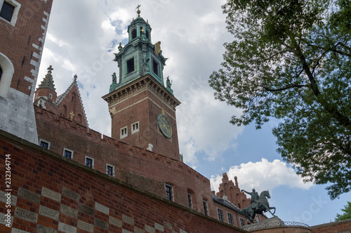 Ancient facade of the building Wawel Castle City of Krakow Poland
