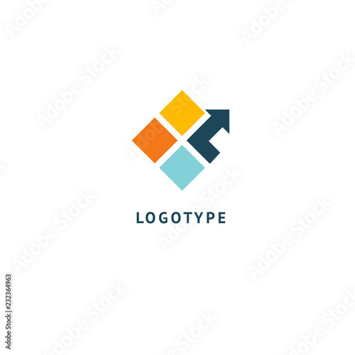 Arrow icon. Vector flat style illustration Abstract business logo template. Logo concept of Progress development, application, Business strategy, Geometric design element, delivery company.