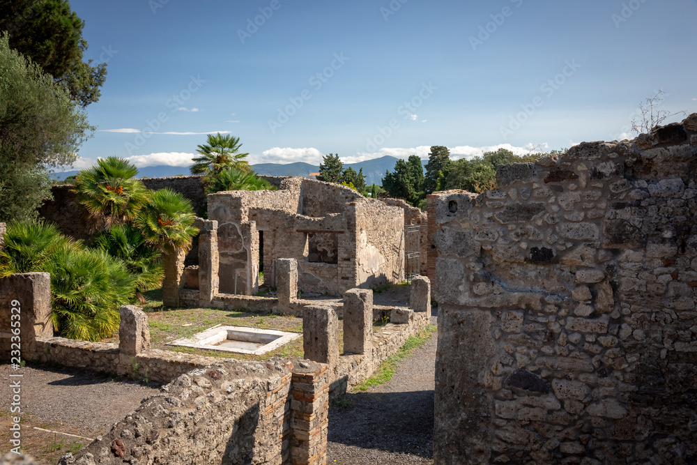 Looking out onto roman ruins in Italy