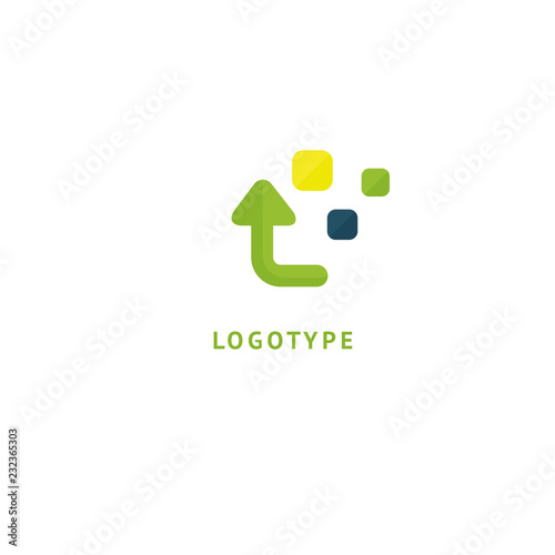 Arrow icon. Vector flat style illustration Abstract business logo template. Logo concept of Progress development  application  Business strategy  Geometric design element  delivery company.