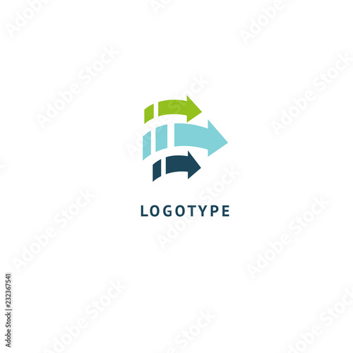 Arrow icon. Vector flat style illustration Abstract business logo template. Logo concept of Internet communications, marketing, Public Relations, technology, express delivery
