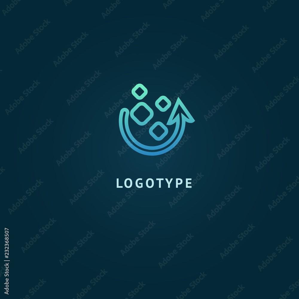 Arrow icon. Vector flat style illustration Abstract business logo template. Logo concept of Internet communications, marketing, Public Relations, technology, express delivery Arrow icon. Vector flat style illustration Abstract business logo template. Logo concept of Internet communications, marketing, Public Relations, technology, express delivery