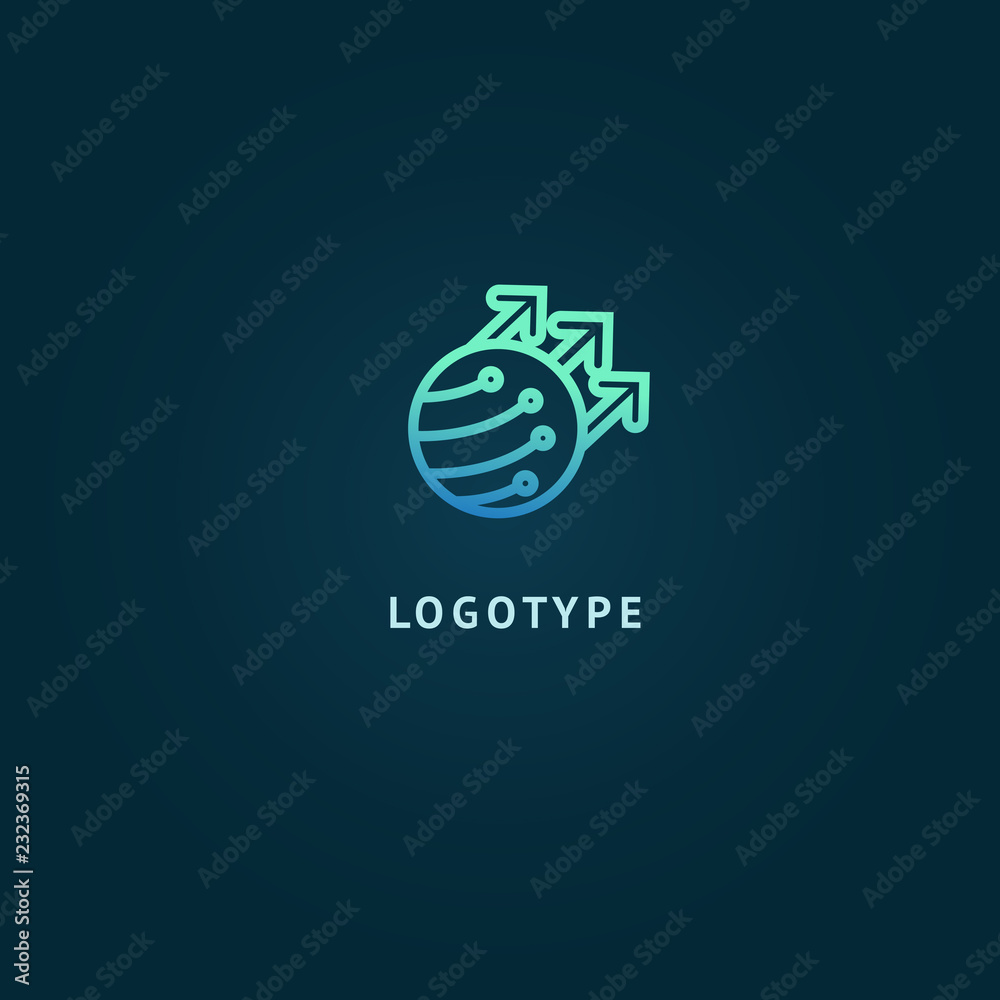 Arrow icon. Vector flat style illustration Abstract business logo template. Logo concept of Internet communications, marketing, Public Relations, technology, express delivery Arrow icon. Vector flat style illustration Abstract business logo template. Logo concept of Internet communications, marketing, Public Relations, technology, express delivery