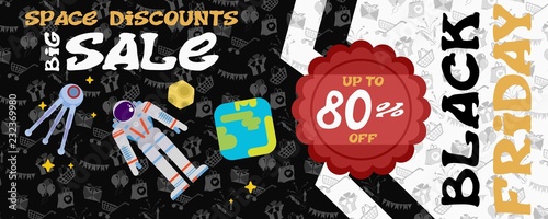 dark poster on black friday with astronaut