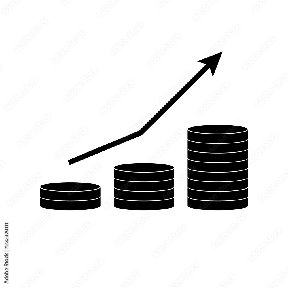 Salary Progress coin graph, logo on white background Salary Progress coin graph, logo on white background