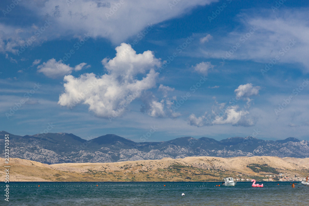 view of Svetioy duh beach on Pag island, Croatia