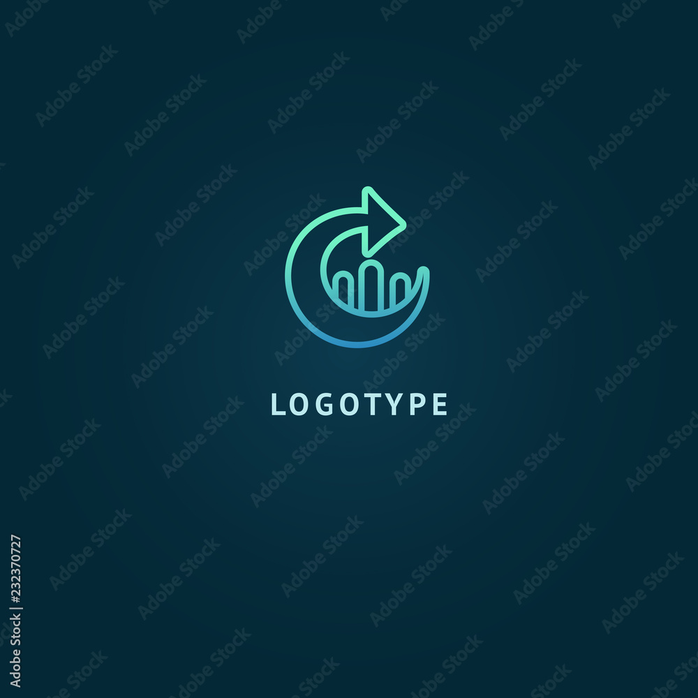 Arrow icon. Vector flat style illustration Abstract business logo template. Logo concept of Internet communications, marketing, Public Relations, technology, express delivery Arrow icon. Vector flat style illustration Abstract business logo template. Logo concept of Internet communications, marketing, Public Relations, technology, express delivery