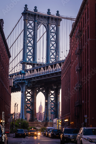 View of Manhattan Bridge from Washington Street (Dumbo), New York City, USA