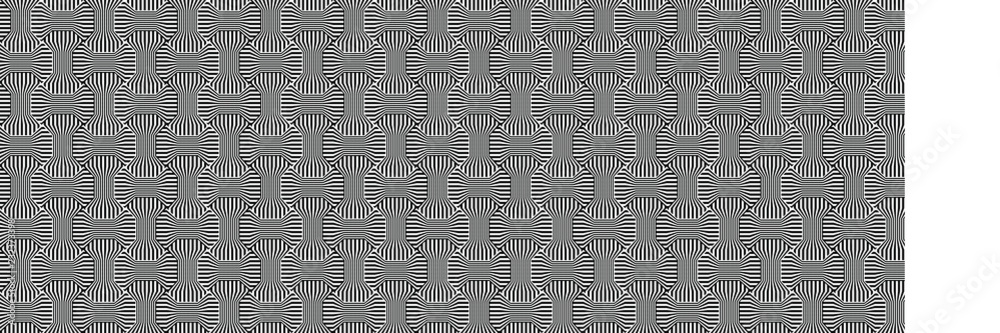 Abstract Seamless Black and White Geometric Pattern with Stripes. Contrasty Panoramic Optical Psychedelic Illusion. Abstract Seamless Black and White Geometric Pattern with Stripes. Contrasty Panoramic Optical Psychedelic Illusion.