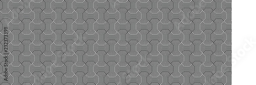 Abstract Seamless Black and White Geometric Pattern with Stripes. Contrasty Panoramic Optical Psychedelic Illusion.