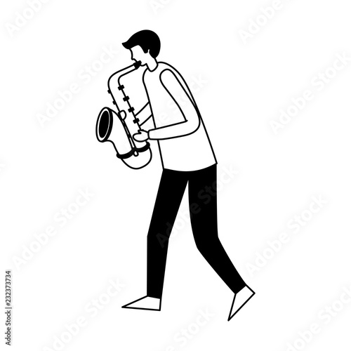 man with saxophone orchestra instrument
