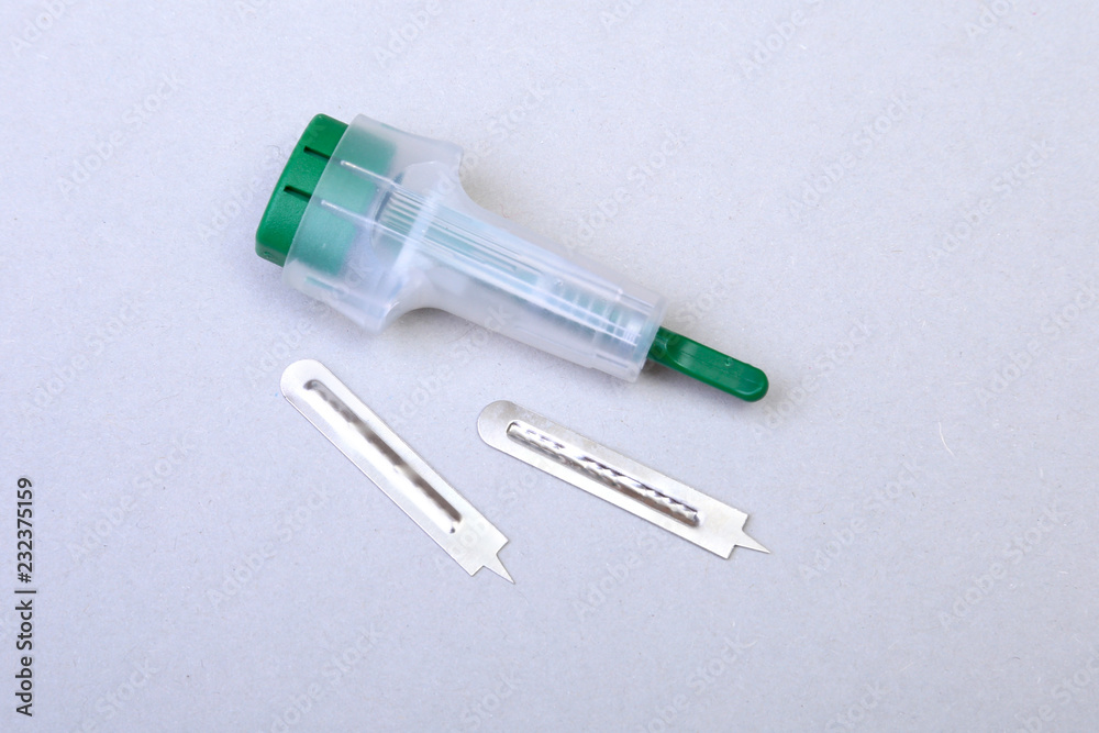 scarifier for take blood probe. Selective focus.